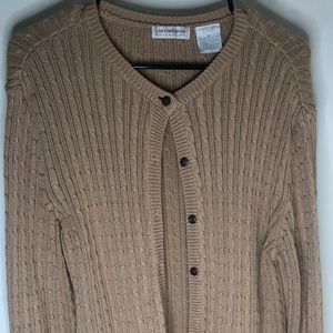 Tan Knitted Button Up Sweater Cardigan